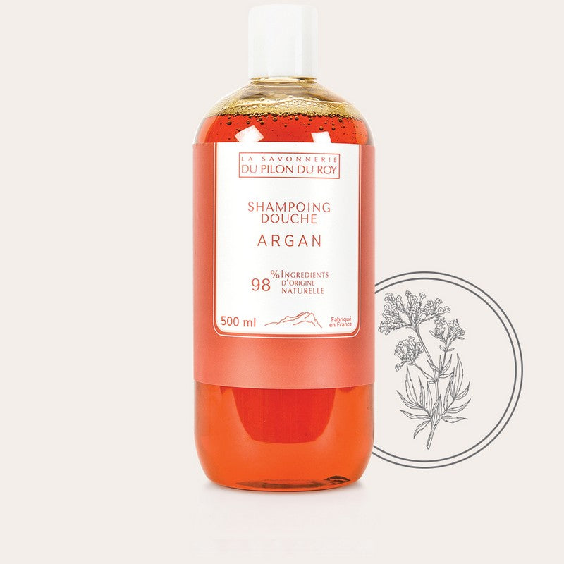 La Savonnerie du Pilon du Roy -- Shampoing douche à l'huile d'Argan - 500mL