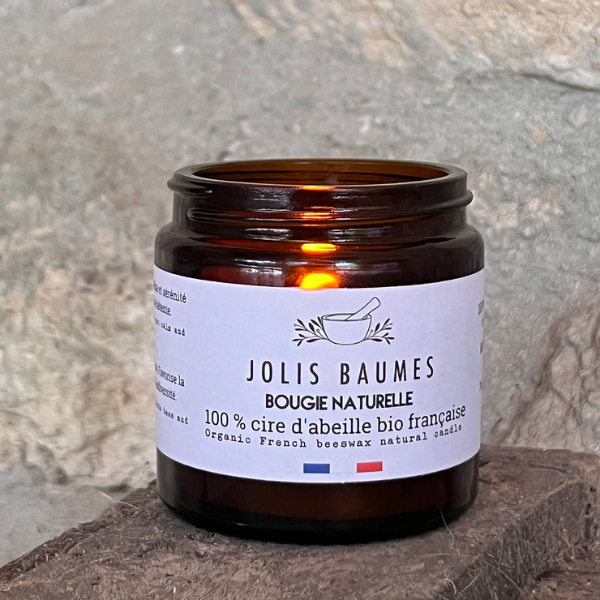 Jolis Baumes -- Bougie cire d'abeille bio 100% naturelle