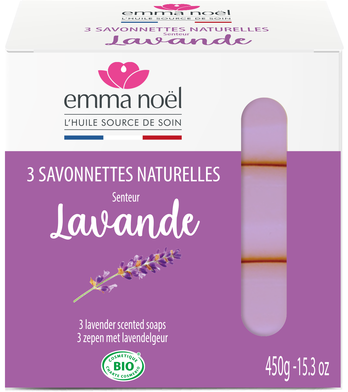 Emma Noël -- Savonnettes lavande bio - 3 x 150 g